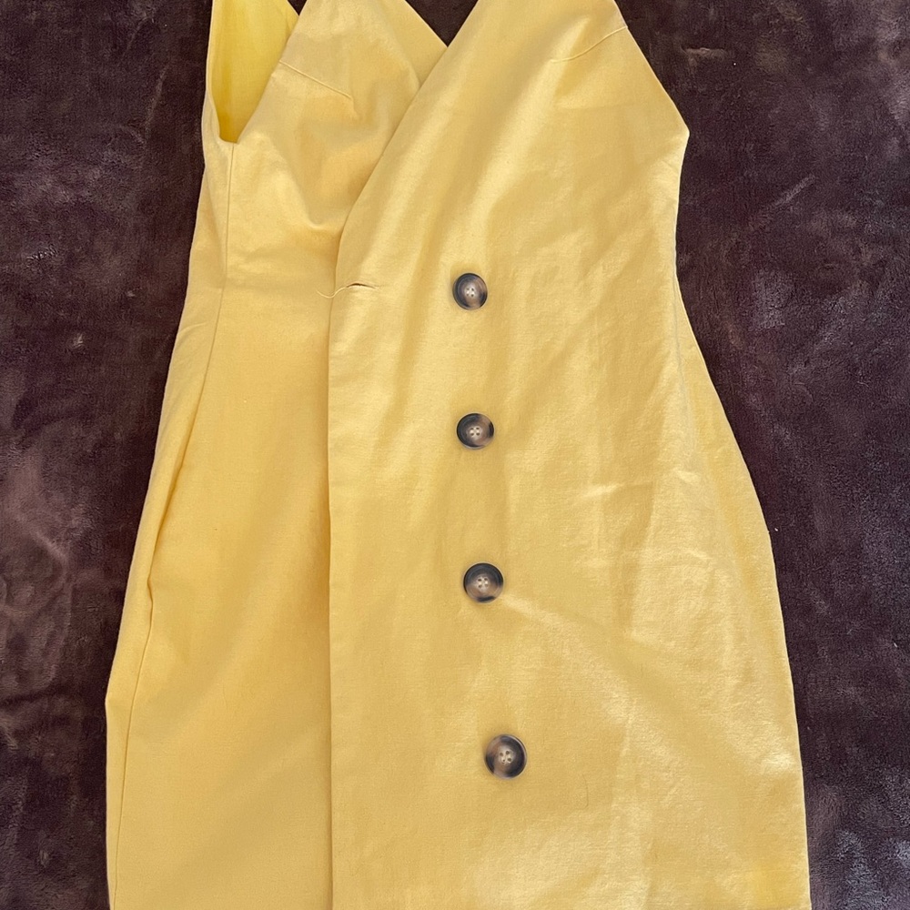 Superdown Yellow Spaghetti-Strap Button Mini Dress - image 2
